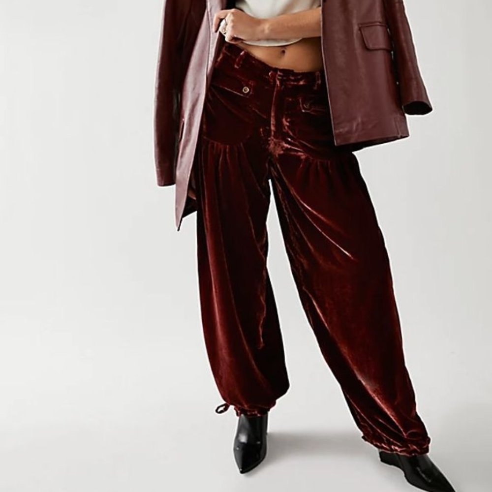 Free People Lotus Velvet Pant in Garnet